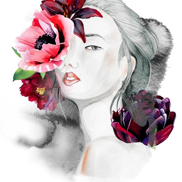 Watercolor Painted Face Mask Linen #1 - Picture 2 of 2